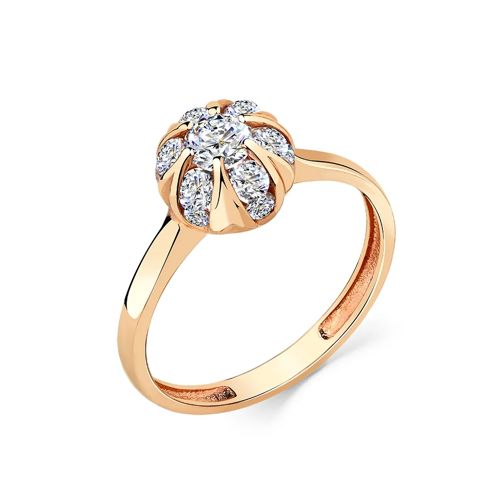 Inel din aur roșu cu Cubic Zirconia Incolor