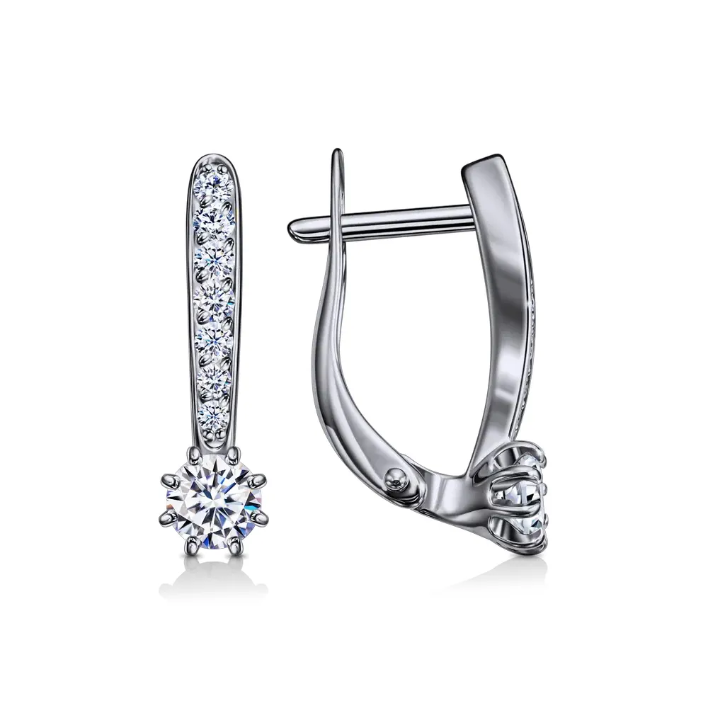 Cercei din aur alb cu Cubic Zirconia Incolor