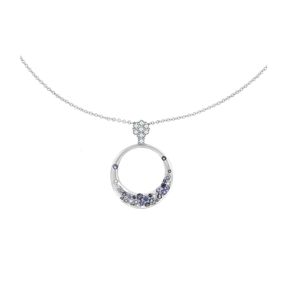 Колье из белого золота с камнями Бриллиант, Сапфир