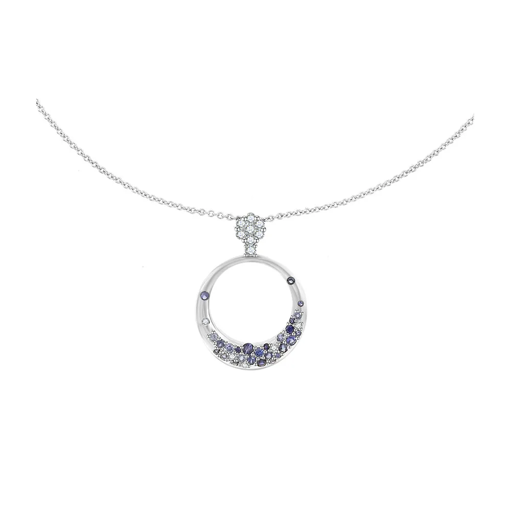 Colier din aur alb cu Diamant, Safir