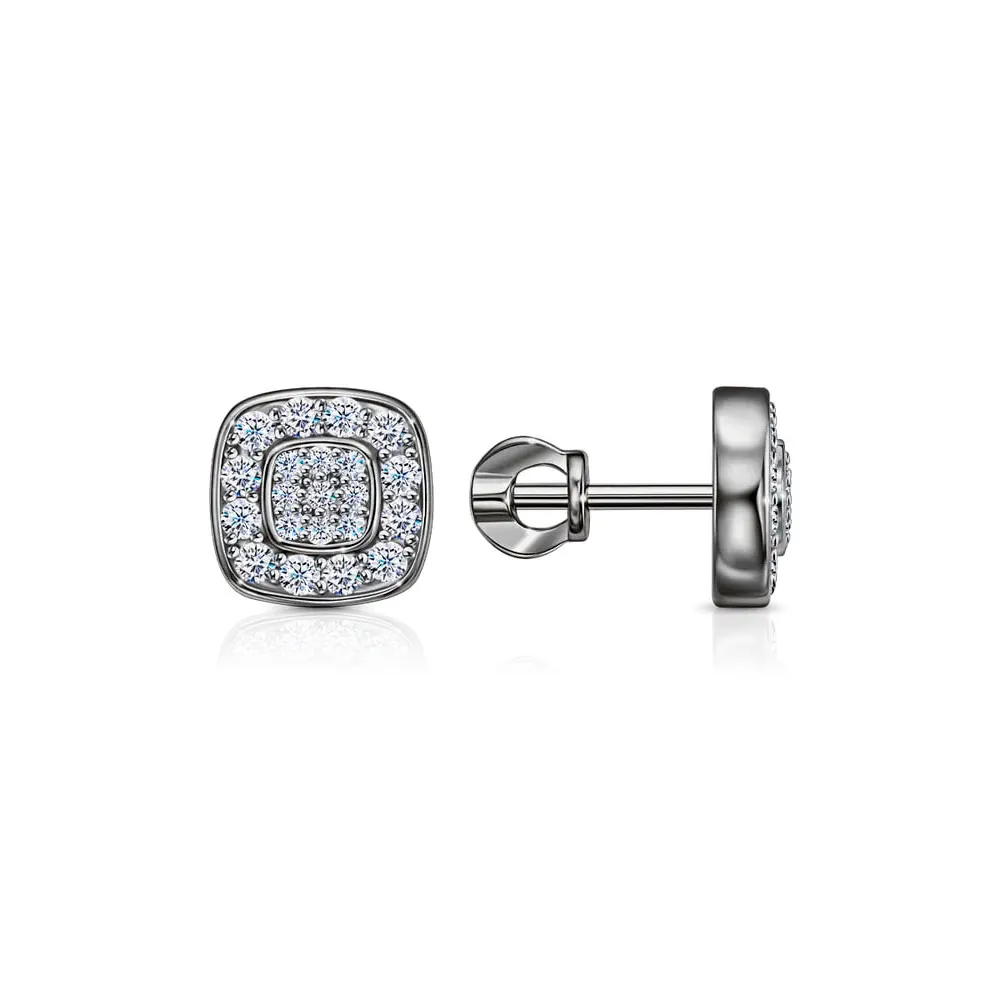 Cercei Pusete din aur alb cu Cubic Zirconia Incolor