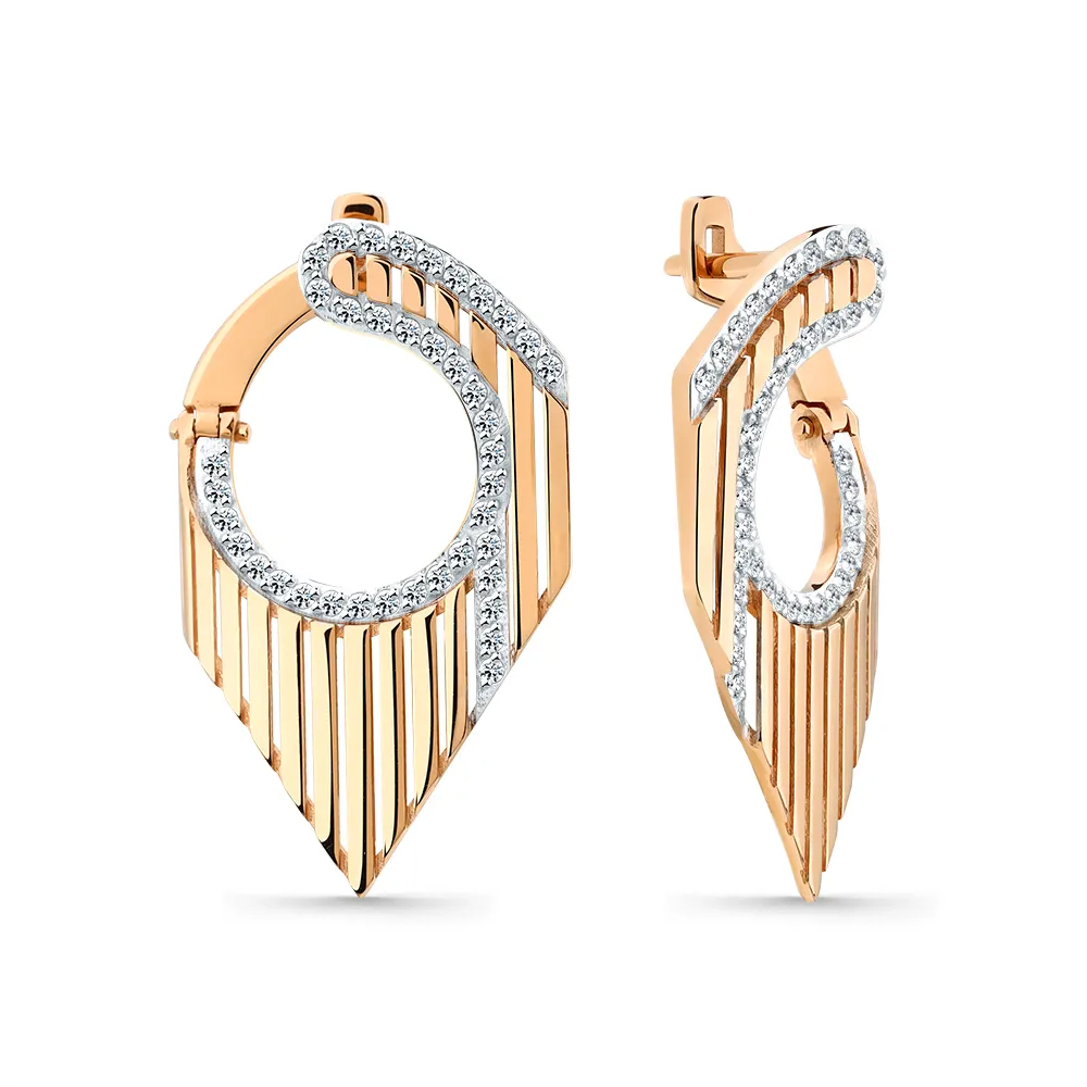 Cercei din aur roșu cu Cubic Zirconia Incolor
