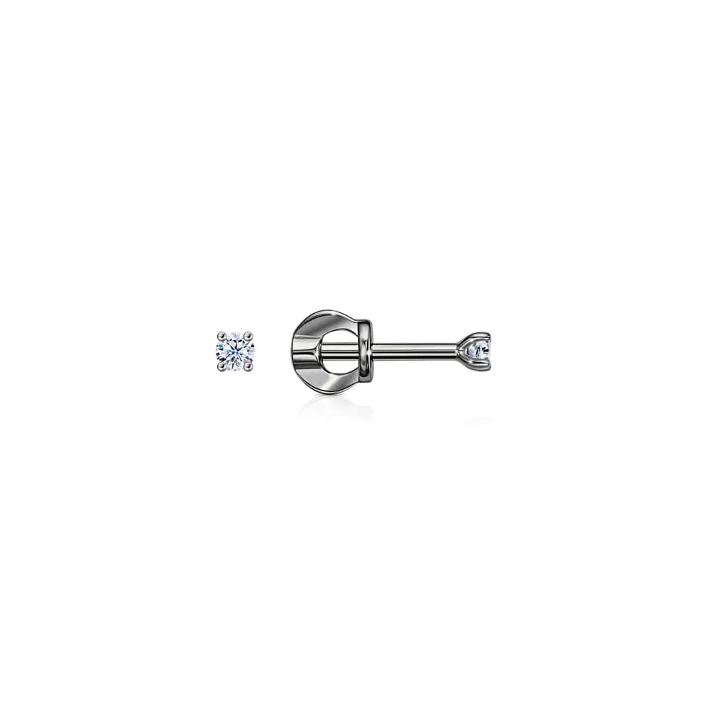 Cercei Pusete din aur alb cu Cubic Zirconia Incolor