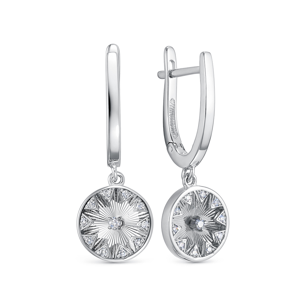 Серьги Длинные из белого золота с камнями Бриллиант