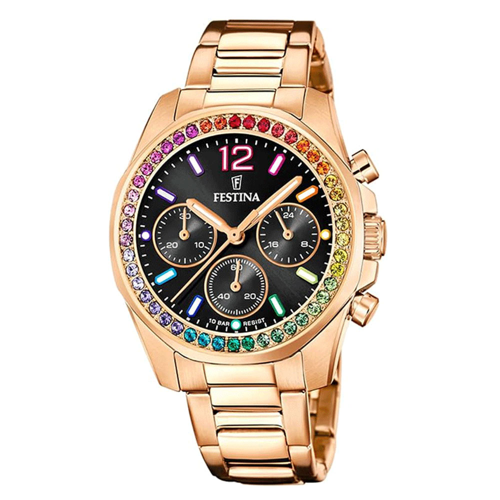 Часы FESTINA с камнями Swarovski разноцветные\n