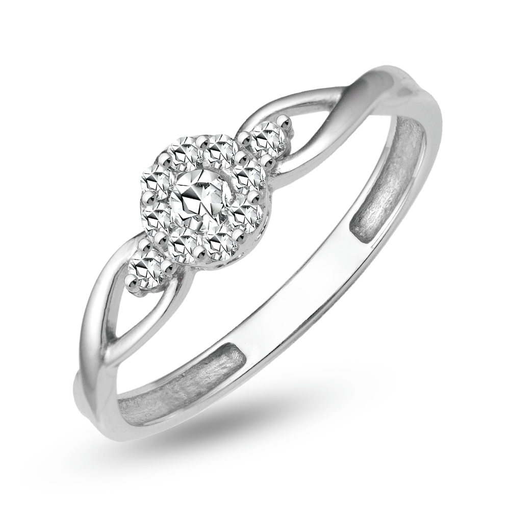 Кольцо из белого золота с камнями Бриллиант