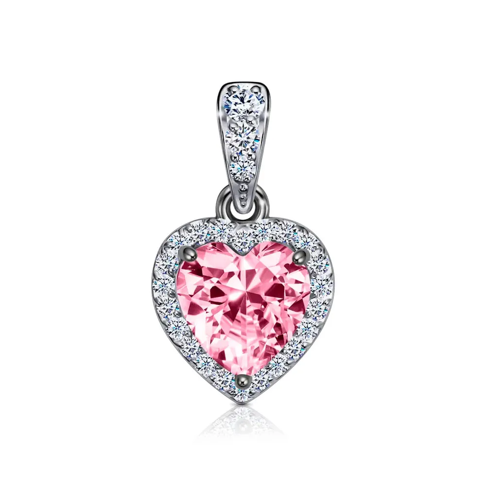 Pandantiv din aur alb cu Cubic Zirconia Incolor, Cubic Zirconia Roz