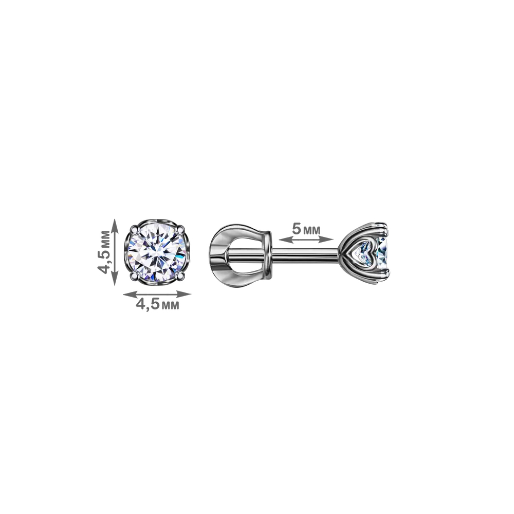 Cercei Pusete din aur alb cu pietre Cubic Zirconia Incolor