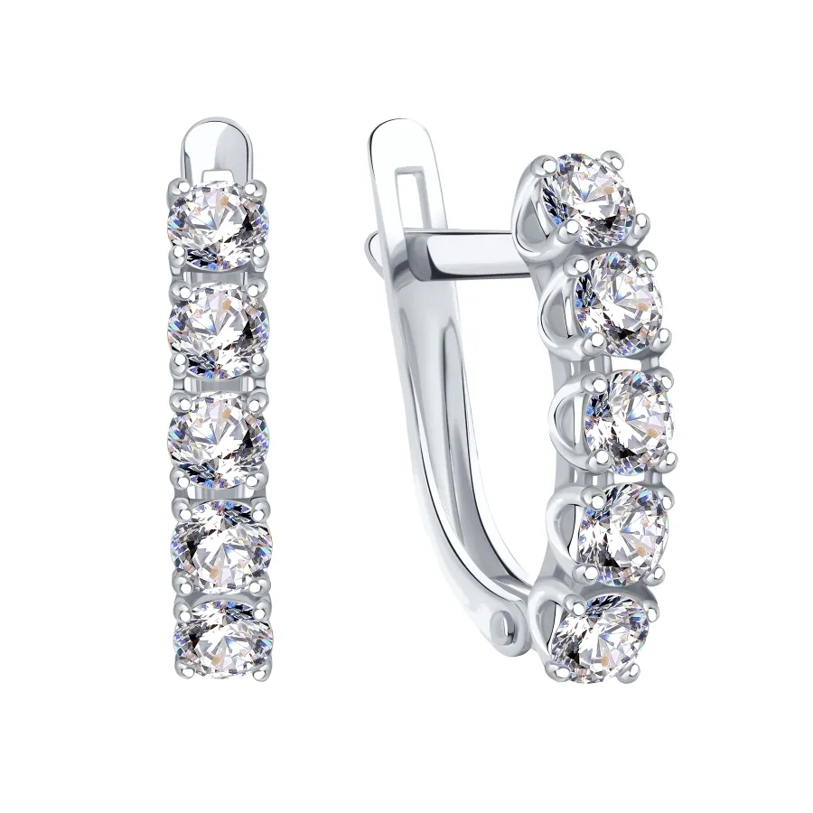 Cercei din aur alb cu Cubic Zirconia Incolor