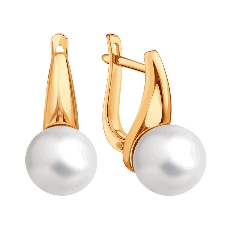 Cercei din aur roșu cu pietre Perla Albă