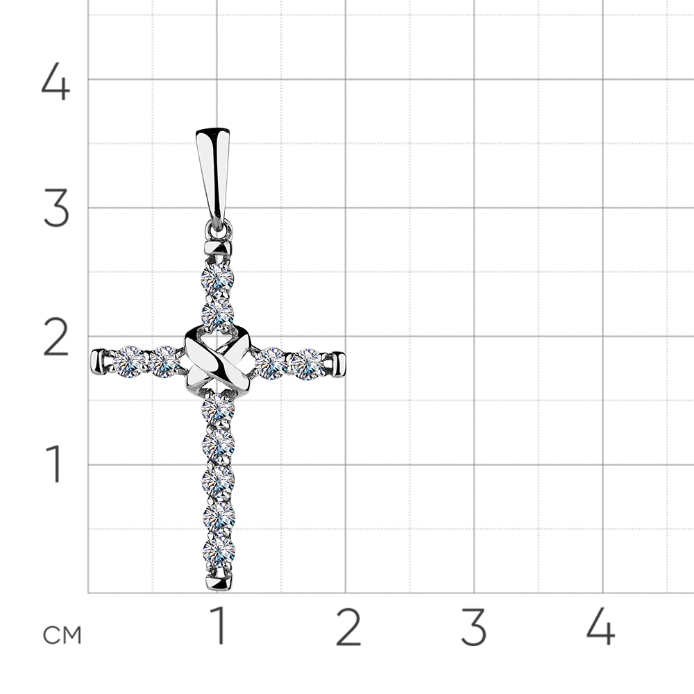 Cruce din aur alb cu pietre Cubic Zirconia Incolor