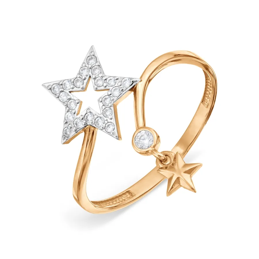 Inel din aur roșu cu Cubic Zirconia Incolor
