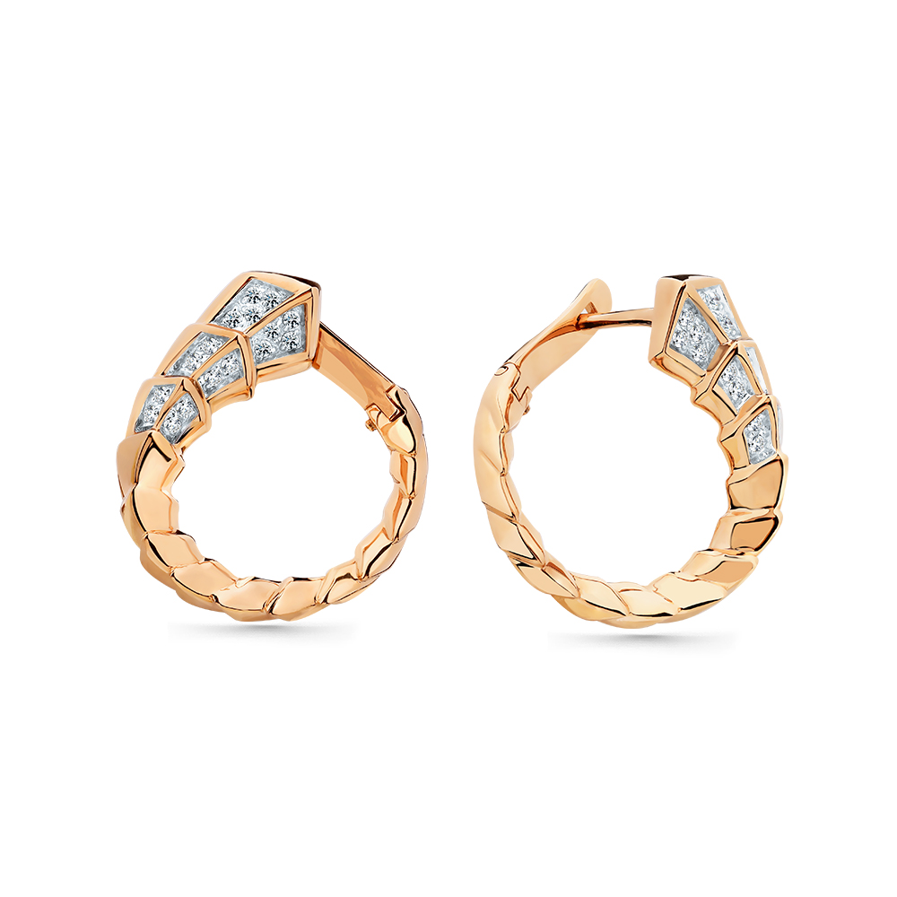 Cercei din aur roșu cu pietre Cubic Zirconia Incolor