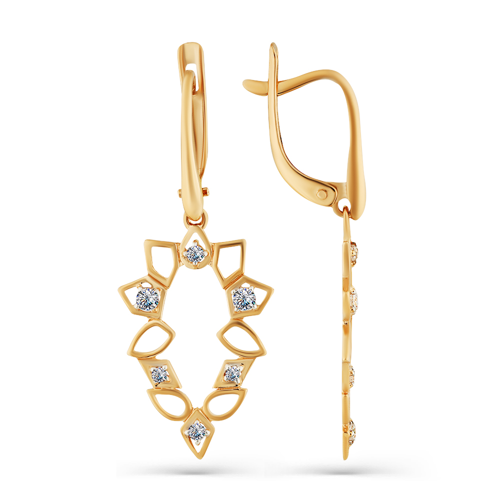 Cercei Suspendați din aur roșu cu pietre Cubic Zirconia Incolor