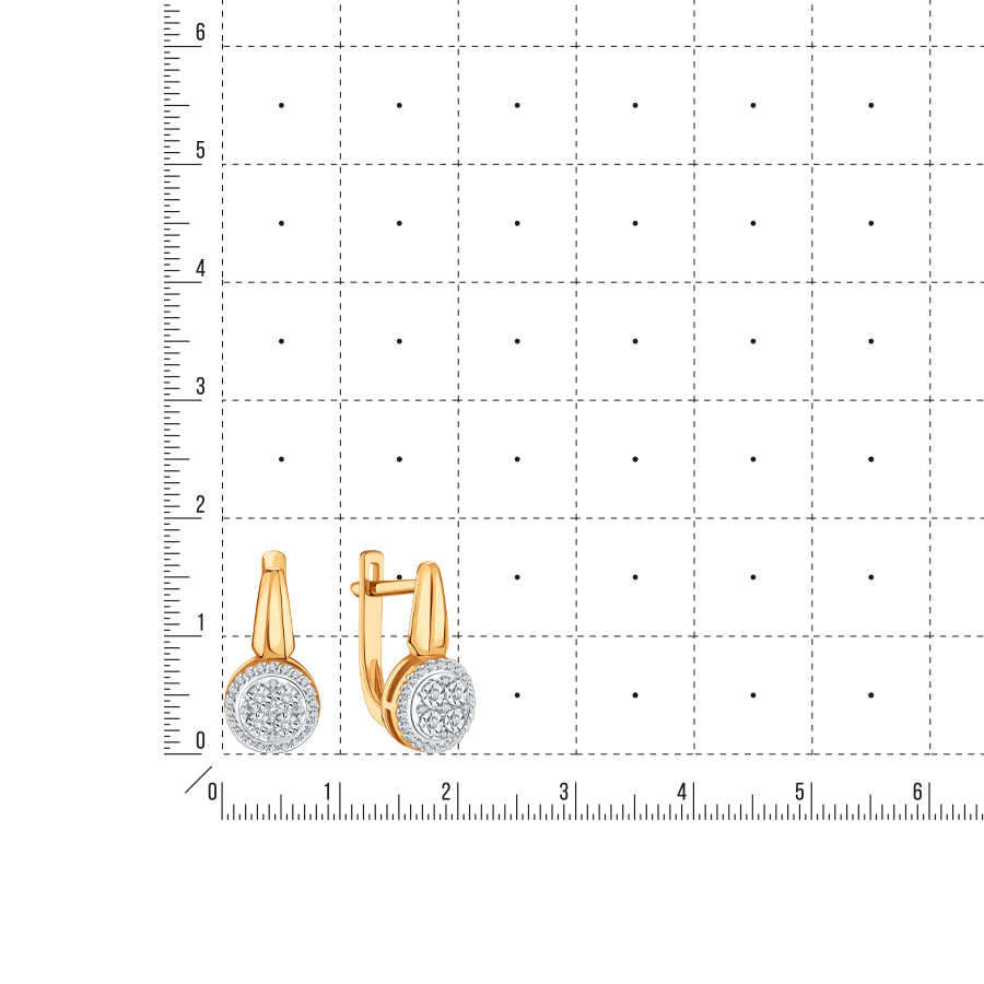 Cercei din aur roșu cu pietre Diamant