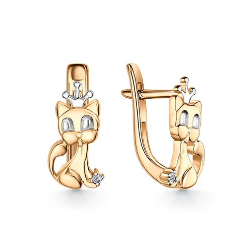 Cercei p-u copii din aur roșu cu Cubic Zirconia Incolor