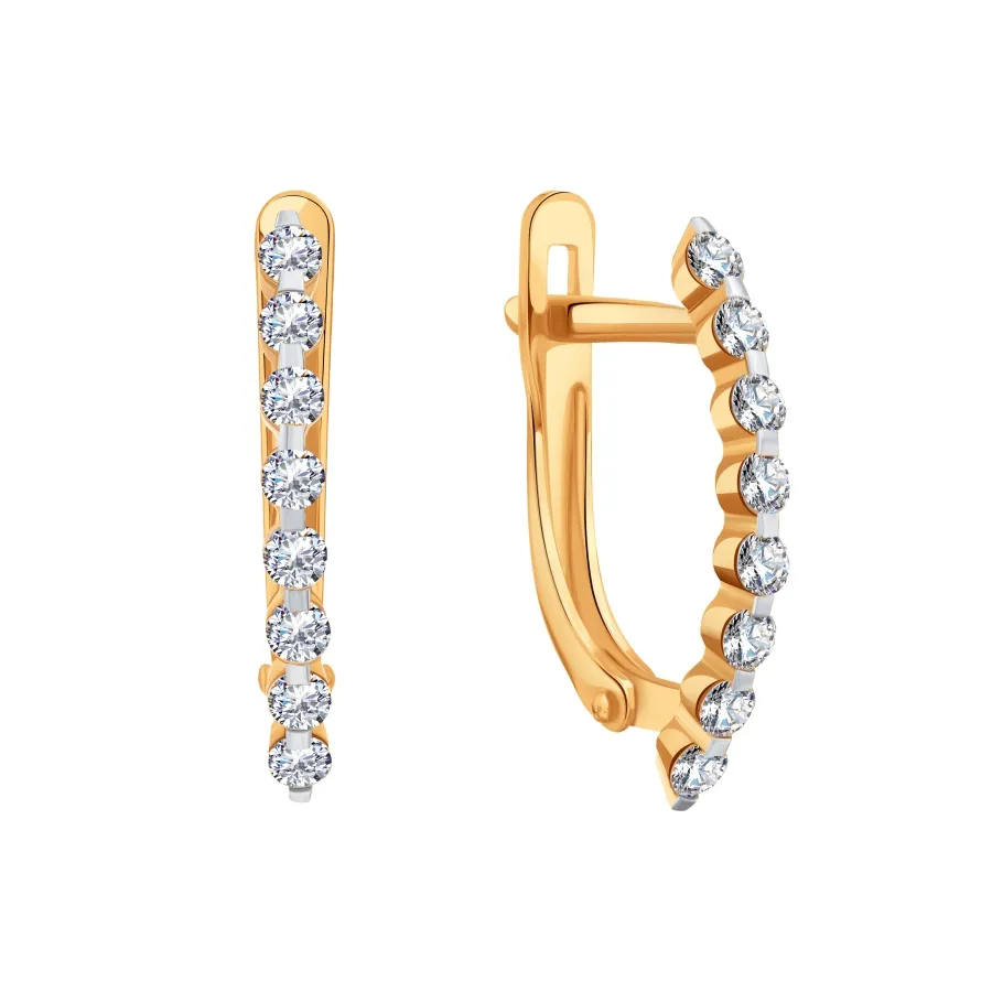 Cercei din aur roșu cu Cubic Zirconia Incolor