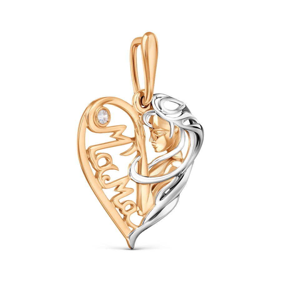 Pandantiv din aur roșu cu pietre Cubic Zirconia Incolor