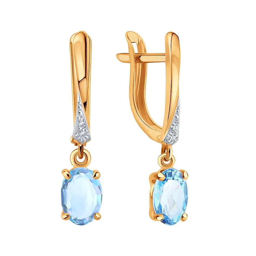 Cercei Suspendați din aur roșu cu Cubic Zirconia Incolor, Topaz