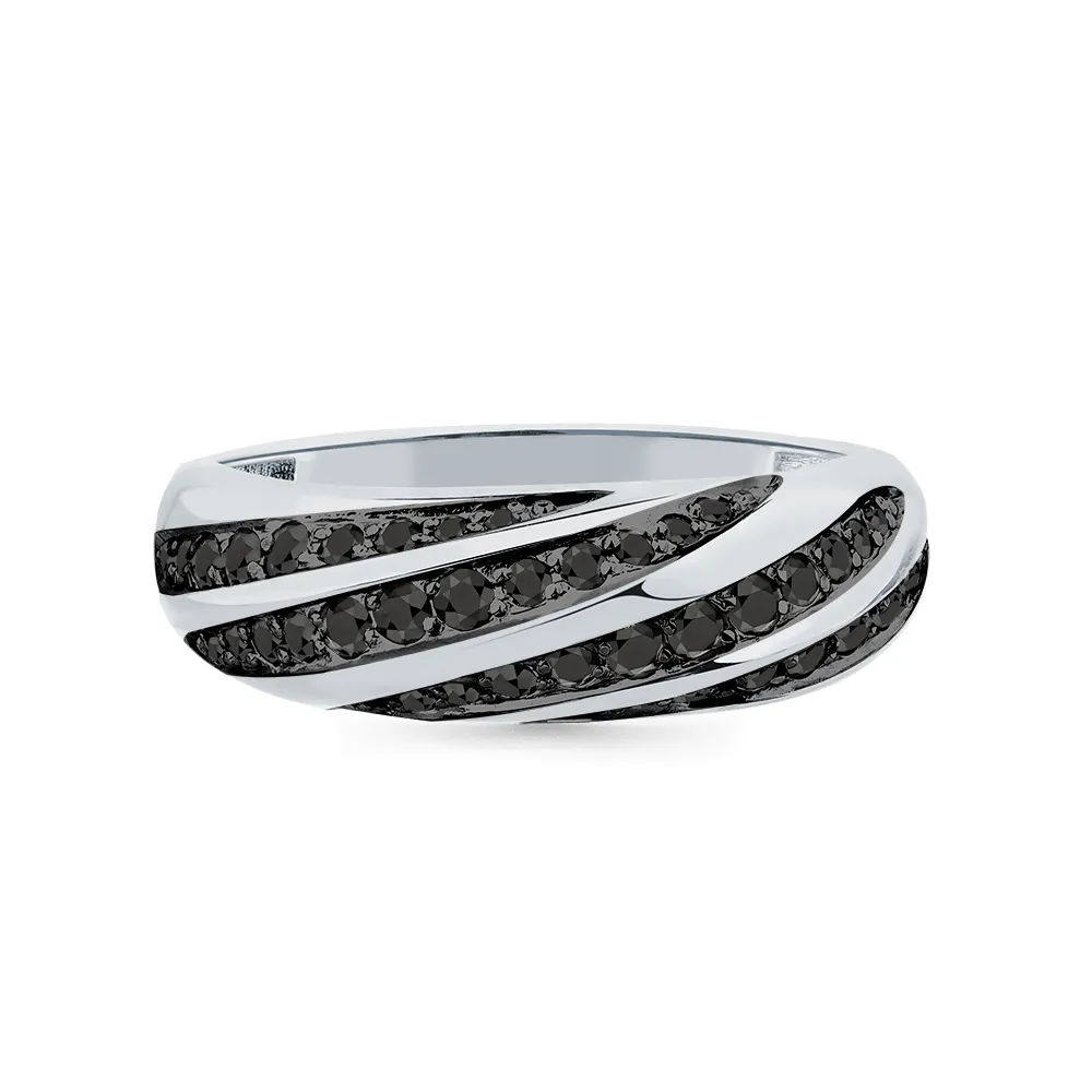 Inel din aur alb cu Cubic Zirconia Negru