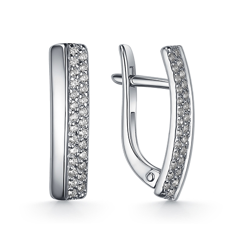 Cercei din aur alb cu pietre Cubic Zirconia Incolor