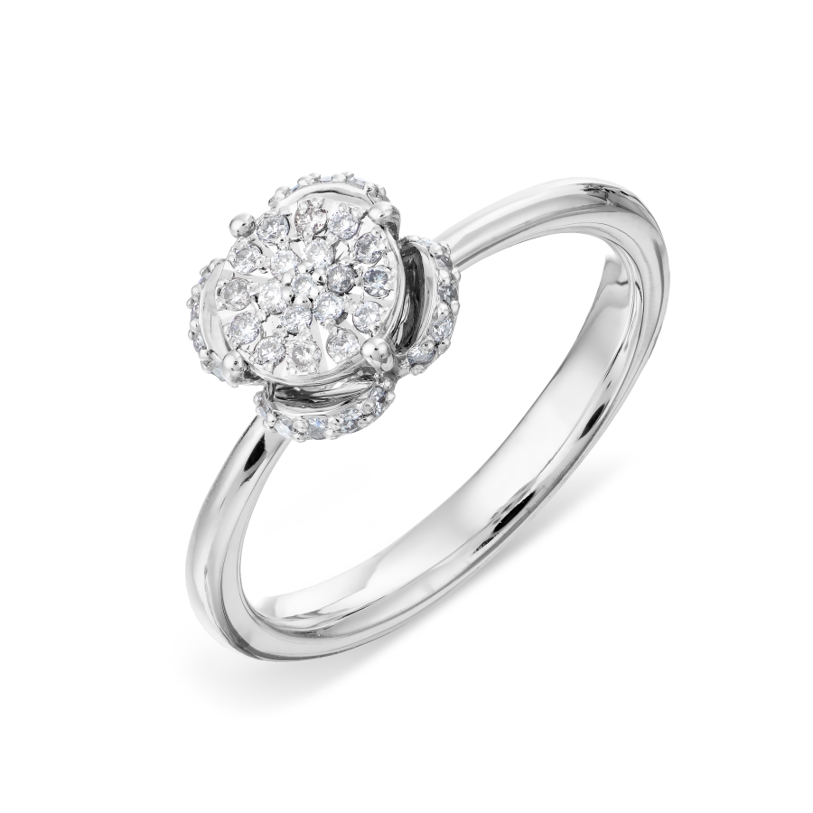 Inel din aur alb cu pietre Diamant