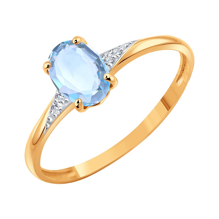 Inel din aur roșu cu pietre Cubic Zirconia Incolor, Topaz