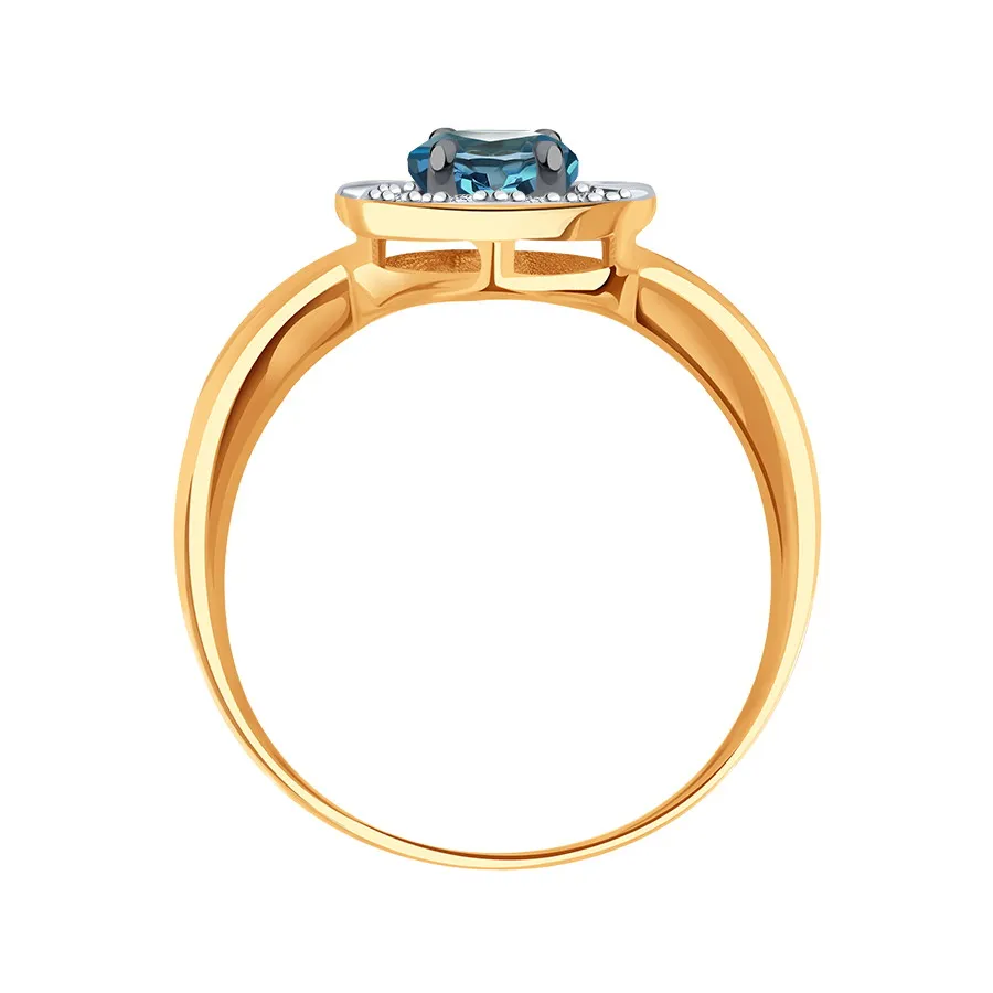 Inel din aur roșu cu Cubic Zirconia Incolor, Topaz London