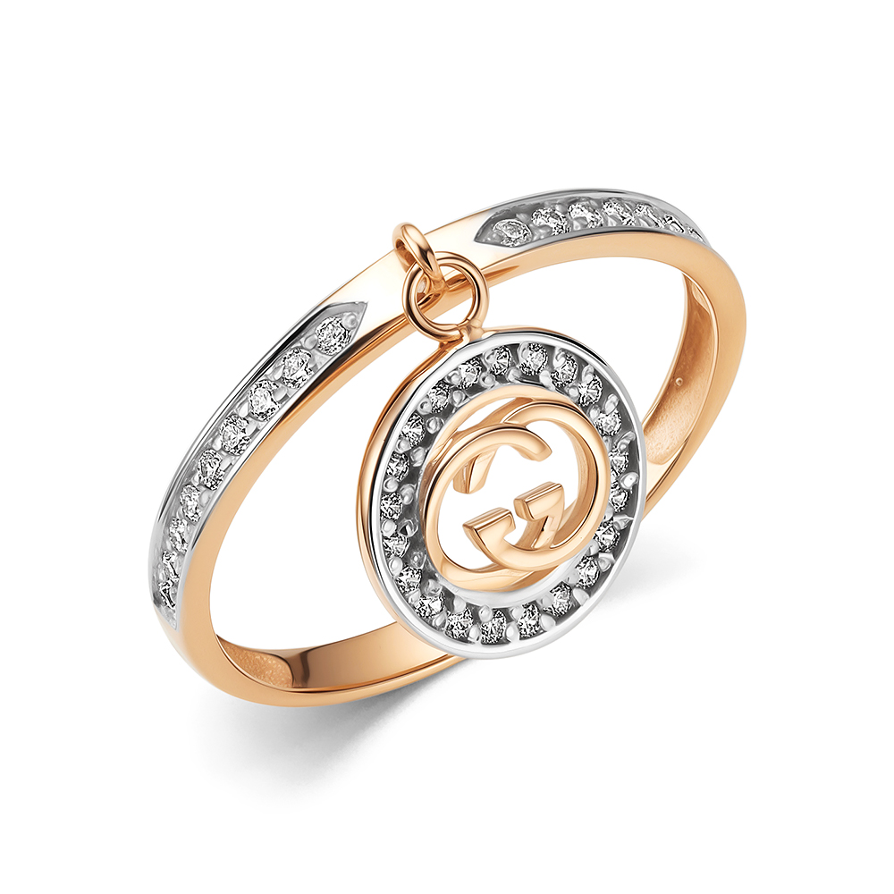 Inel din aur roșu cu pietre Cubic Zirconia Incolor