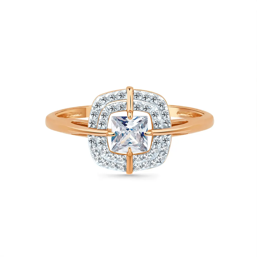 Inel din aur roșu cu Cubic Zirconia Incolor