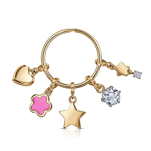 Cercei Creole din aur roșu cu Cubic Zirconia Incolor, Emailare