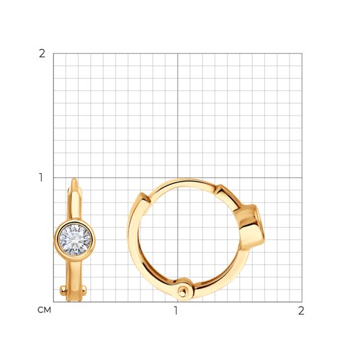 Cercei Creole din aur roșu cu pietre Cubic Zirconia Incolor