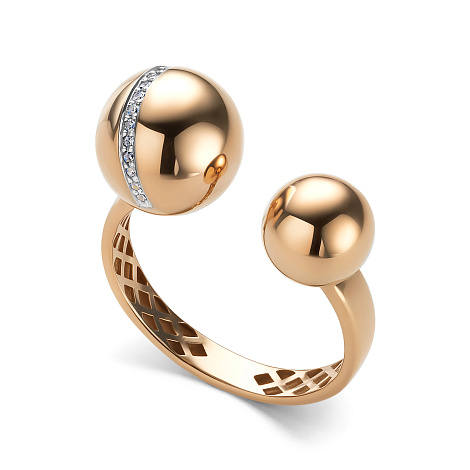 Кольцо из красного золота с камнями Бриллиант