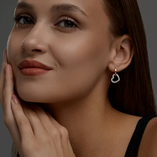 Cercei Creole din aur roșu cu Cubic Zirconia Incolor