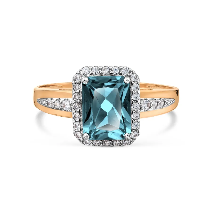 Inel din aur roșu cu Cubic Zirconia Incolor, Topaz London