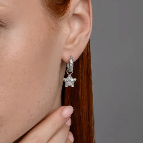 Cercei Creole din argint cu Cubic Zirconia Incolor