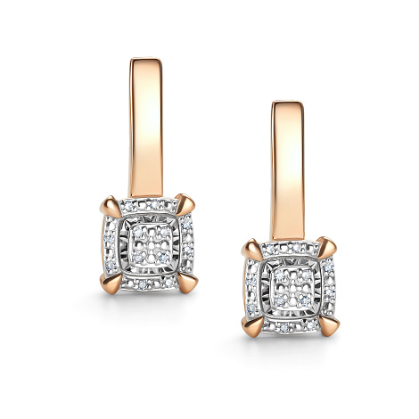 Серьги из красного золота с камнями Бриллиант