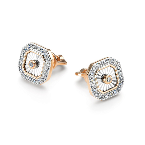 Cercei Pusete din aur roșu cu pietre Diamant