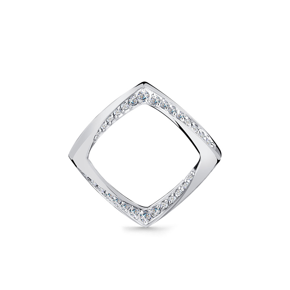 Pandantiv din aur alb cu pietre Cubic Zirconia Incolor