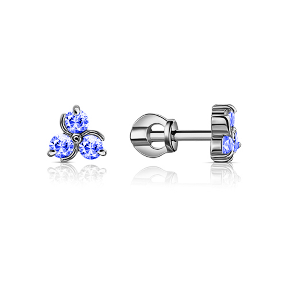 Cercei Pusete din argint  cu pietre Cubic Zirconia Albastru