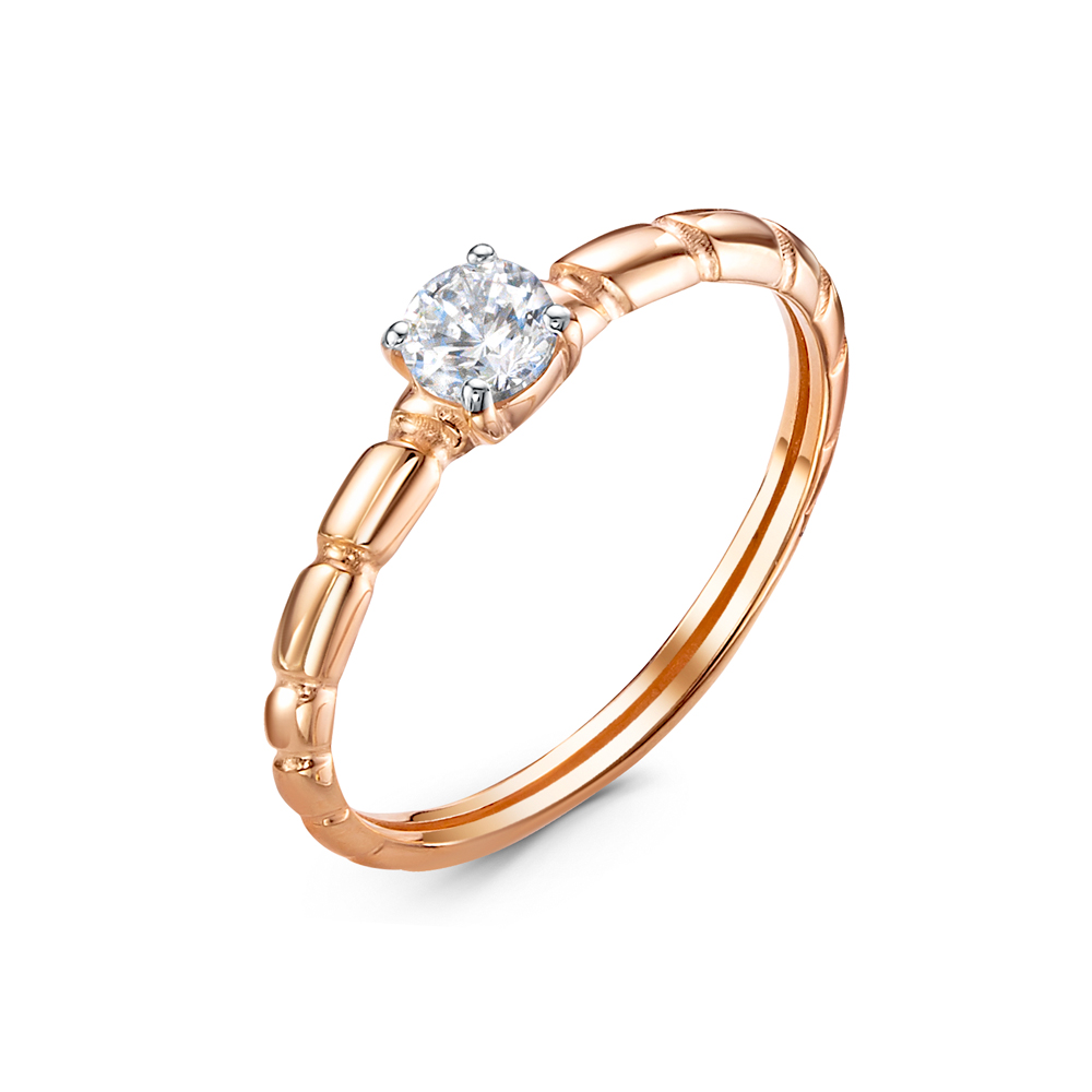 Inel din aur roșu cu pietre Cubic Zirconia Incolor