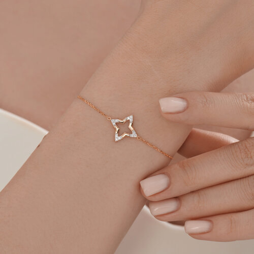 Brățară din aur roșu cu pietre Cubic Zirconia Incolor