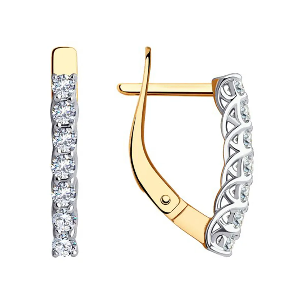Cercei din aur roșu cu Cubic Zirconia Incolor