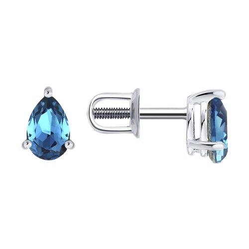 Серьги Пусеты из серебра с камнями Кристалл синий