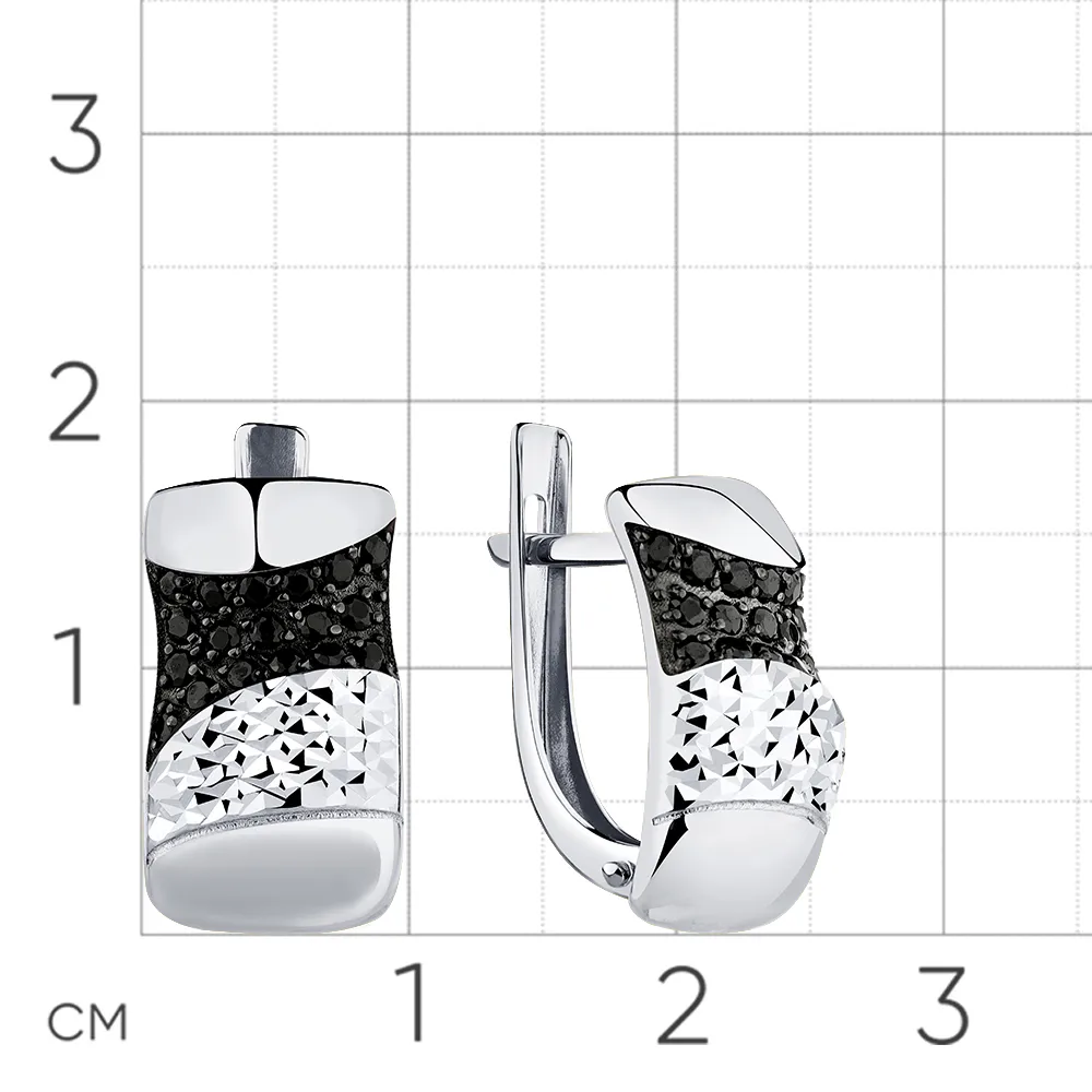 Cercei din aur alb cu Cubic Zirconia Negru