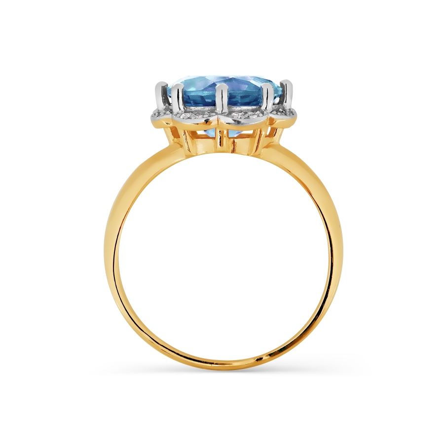 Inel din aur roșu cu pietre Cubic Zirconia Incolor, Topaz
