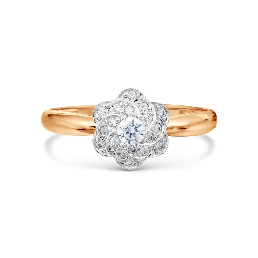 Inel din aur roșu cu Cubic Zirconia Incolor