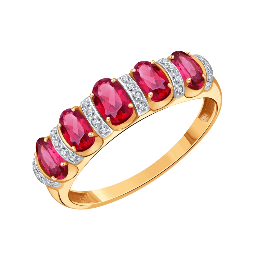 Inel din aur roșu cu pietre Diamant, Rubin