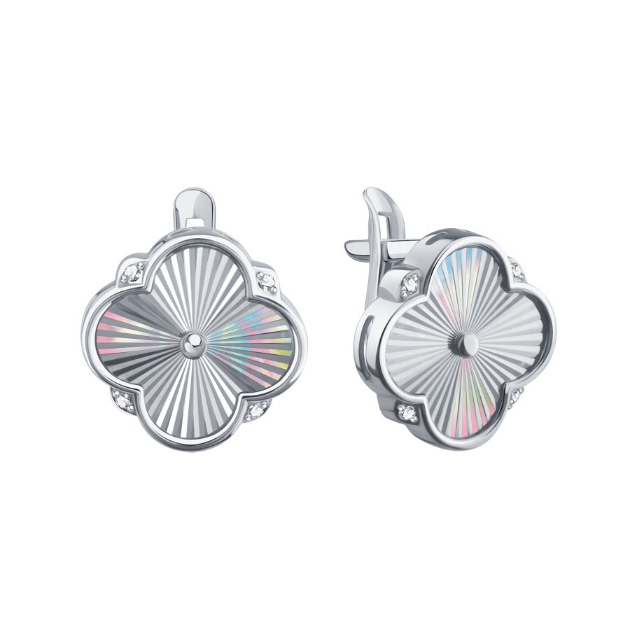 Cercei din aur alb cu pietre Cubic Zirconia Incolor