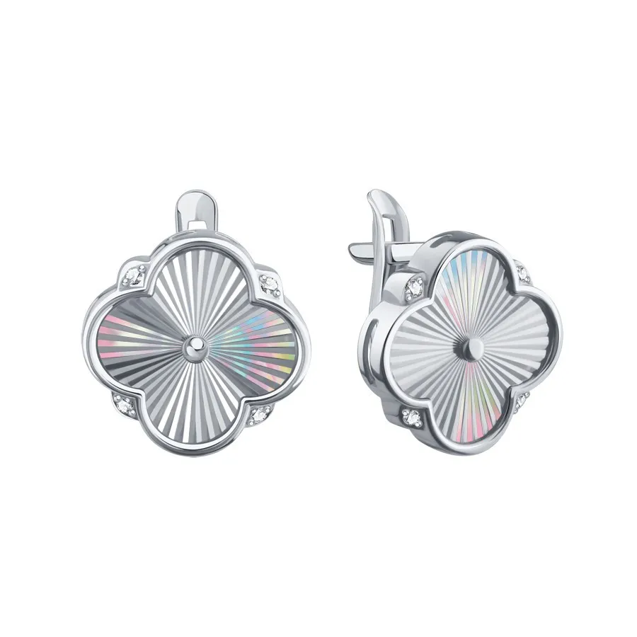 Cercei din aur alb cu Cubic Zirconia Incolor